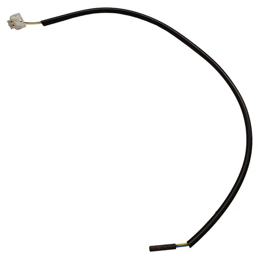 Syr Reed-Kontakt mit schwarzem Kabel und zwei Anschlüssen an den Enden, geeignet für elektrische Anwendungen oder Sensorik.